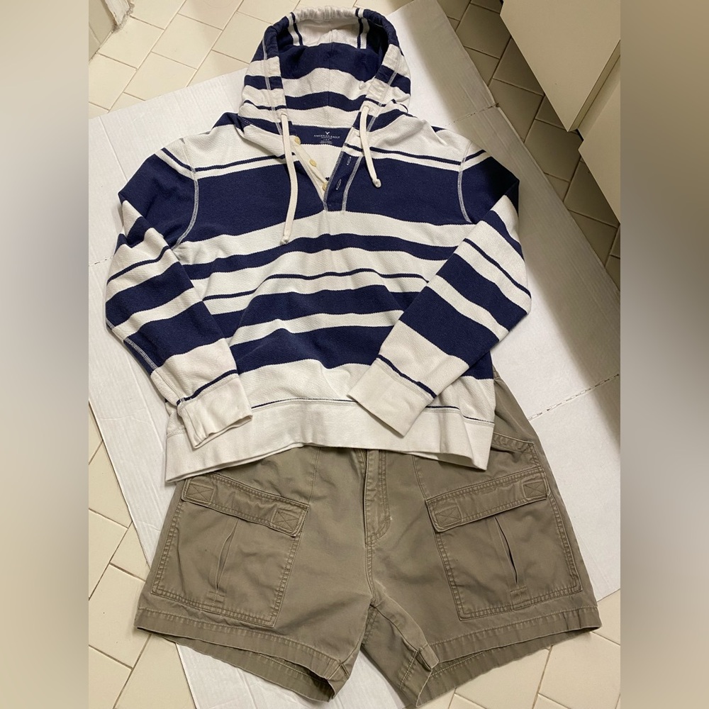 American Eagle Shirt with Cabela Shorts